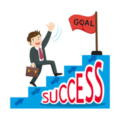  Businessman on stairs steps goal, illustration vector cartoon