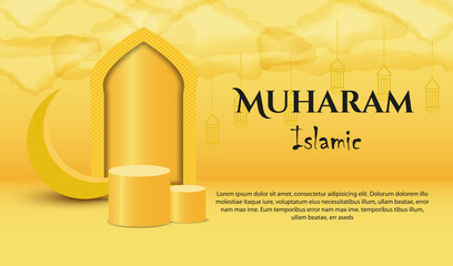 Islamic theme banner design vector