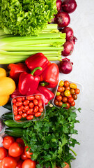 Collage of best sources of immune boosting healthy food on gray background.