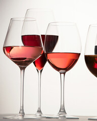 Red, rose and white wine in glasses