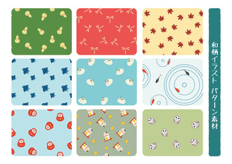 和柄イラスト パターン 素材 02 © mammako
