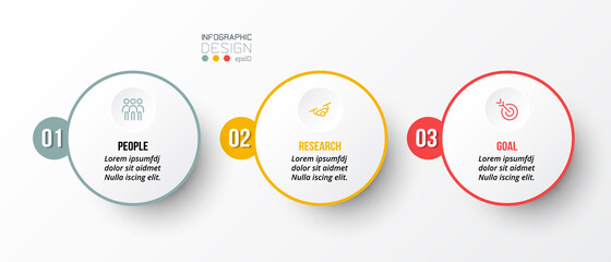 Infographic business template with step or option design.