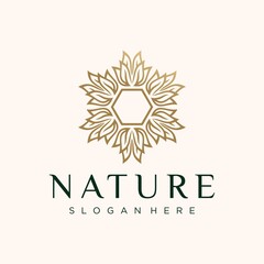 Abstract nature flower logo design, Collection of nature flower logo designs golden floral logo