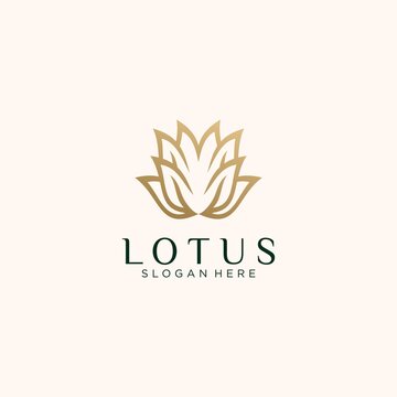 Set of creative abstract lotus logo Linear style lotus flower logo template