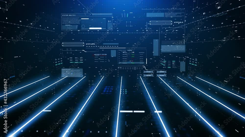 Poster HUD Futuristic Digital Element Zoom In Network System.