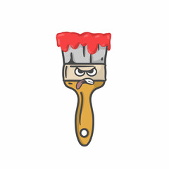 Cute Paint Brush Character Flat Cartoon Vector Template Design Illustration