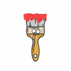 Cute Paint Brush Character Flat Cartoon Vector Template Design Illustration