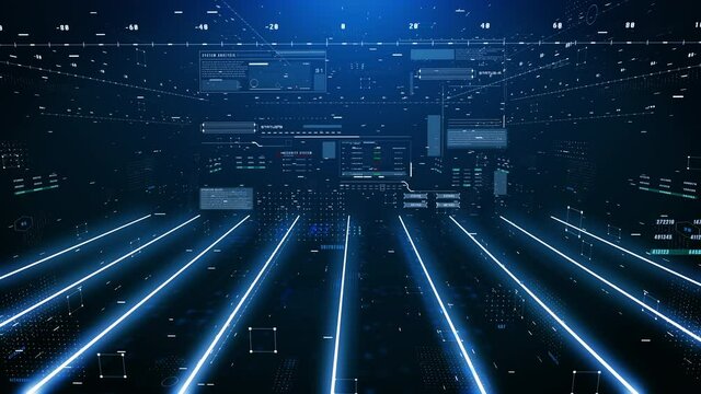 Technology UI Information Graphic Communication Data on HUD Technical System Report 4K Motion.