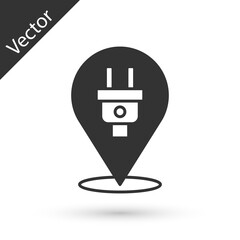 Grey Electric plug icon isolated on white background. Concept of connection and disconnection of the electricity. Vector