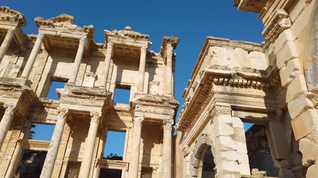 Library of Celsus, an ancient Roman building in Ephesus, Anatolia, Turkey