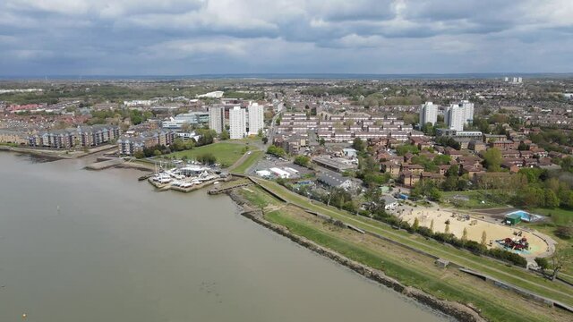 Grays Essex Waterfront Aerial 4k