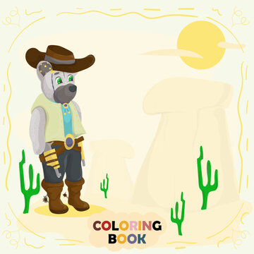 Book color flat illustration for small children in the style of doodle Teddy bear in the national American cowboy costume