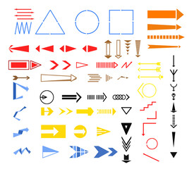 set of hand drawn arrows, digital pointers.