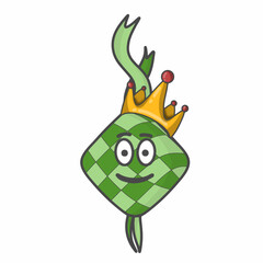 Cute Ketupat Character Flat Cartoon Vector Template Design Illustration