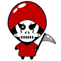 red grim reaper mascot cartoon character vector illustration