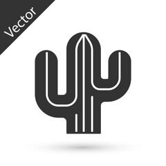 Grey Cactus icon isolated on white background. Vector