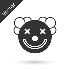Grey Clown head icon isolated on white background. Vector