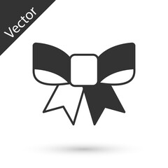 Grey Gift bow icon isolated on white background. Vector