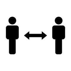 Social distancing icon vector symbol sign in a glyph pictogram illustration