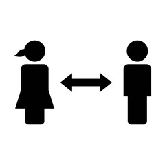 Social distancing sign icon vector symbol in a glyph pictogram illustration