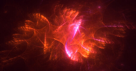 3D rendering abstract multicolor fractal light background