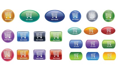 Vector Glossy Shopping basket icon and multicolored
