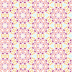 Fototapeta na wymiar Beautiful abstract seamless colorful pattern. Use for greeting card, Cloth, Decoration invitation to a wedding, Birthday, Party and other Holidays. Arab, Indian ornament. Vector illustration. EPS 10