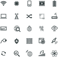 Set of technology data communication. Hi-tech line outline icon.Digital graphic 320x320 pixels. vector illustrator.