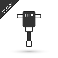 Grey Construction jackhammer icon isolated on white background. Vector