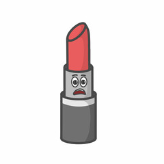 Cute Lipstick Character Flat Cartoon Vector Template Design Illustration