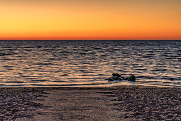 Evening at the Baltic Sea, with the beach in Zierow, Mecklenburg-Western Pomerania, Germany