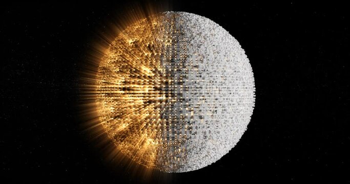 Digitized abstract binary surface on globe - 3D generated illustration