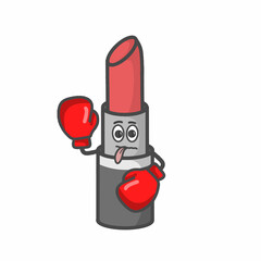 Cute Lipstick Character Flat Cartoon Vector Template Design Illustration