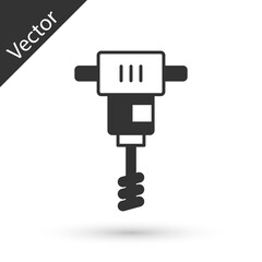 Grey Electrical hand concrete mixer icon isolated on white background. Handheld electric cement mixer. Vector