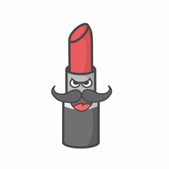 Cute Lipstick Character Flat Cartoon Vector Template Design Illustration