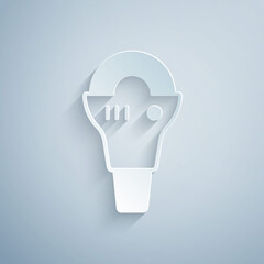 Paper cut Angle grinder icon isolated on grey background. Paper art style. Vector