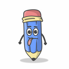 Cute Pencil Character Flat Cartoon Vector Template Design Illustration