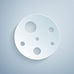 Paper cut Planet Mars icon isolated on grey background. Paper art style. Vector