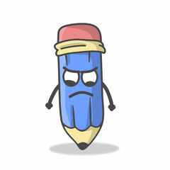 Cute Pencil Character Flat Cartoon Vector Template Design Illustration