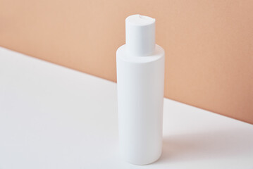 White cosmetics mockup on beige background