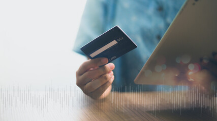 Buying, Paying, Debt Payments, Borderless Money Concept, Using Credit Card.