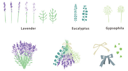 ラベンダーと植物のスワッグ