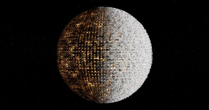 Digitized abstract binary surface on globe - 3D generated illustration