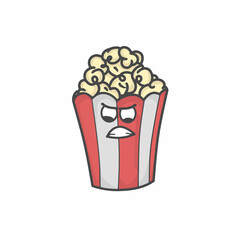 Cute Popcorn Character Flat Cartoon Vector Template Design Illustration