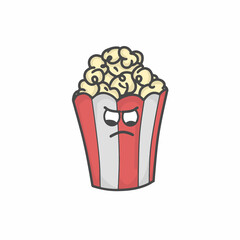 Cute Popcorn Character Flat Cartoon Vector Template Design Illustration