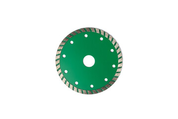 Green diamond disc for concrete, stone and tile cutting isolated on white background.