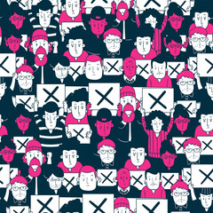 Naklejka premium Seamless pattern of hand drawn demonstration