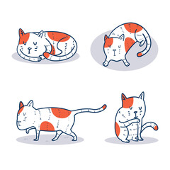 Set of hand drawn cat poses vector