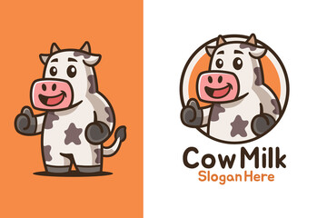 Thumbs Up Cow Mascot Logo Design