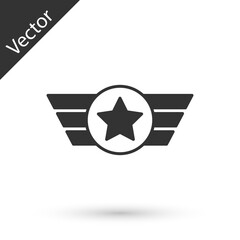 Grey Star American military icon isolated on white background. Military badges. Army patches. Vector